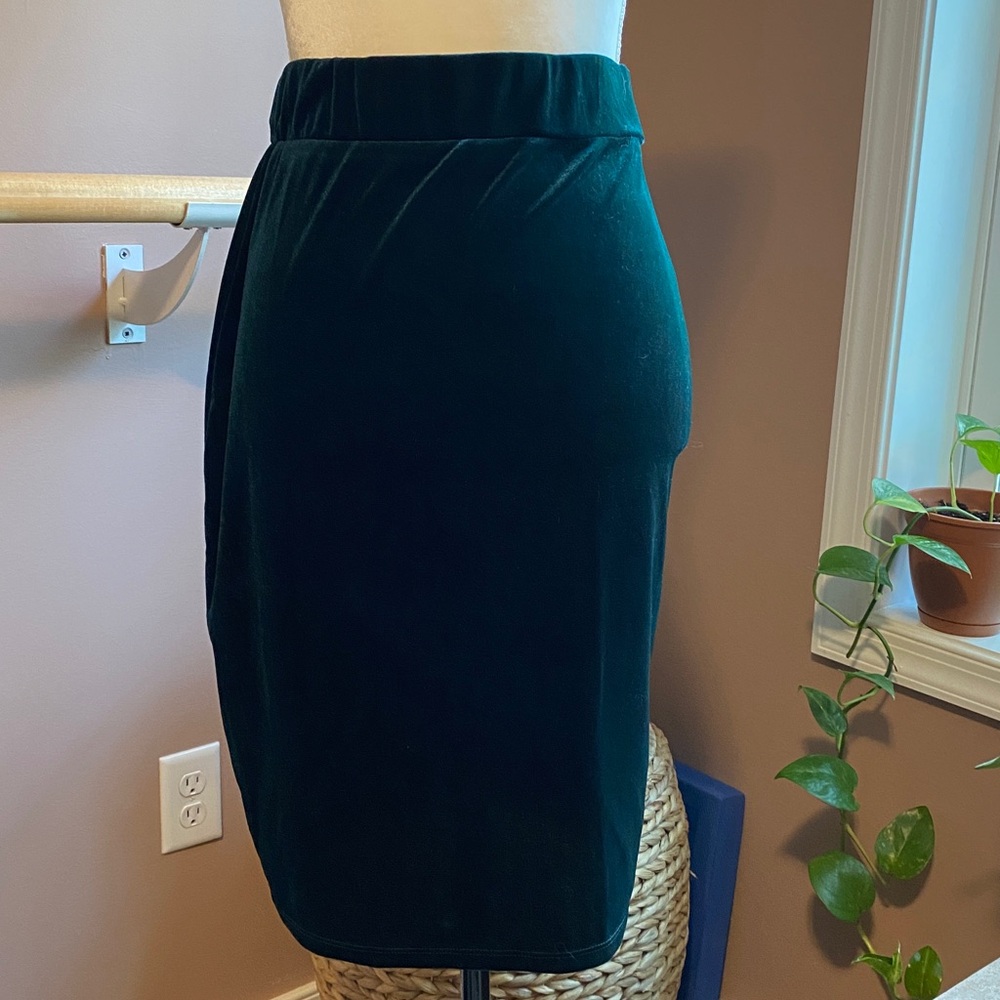 Agnes & Dora Green Velvet Pencil Skirt S - Picture 2 of 8